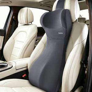 lot 9802 image: Lumbar Support Pillow for Car with Headrest, Memory Foam Cushion for Back & Neck Support, Muscle Fatigue Relief, Full-Length S-Curve Support for Long Drives, Fits Cars, SUVs, Trucks