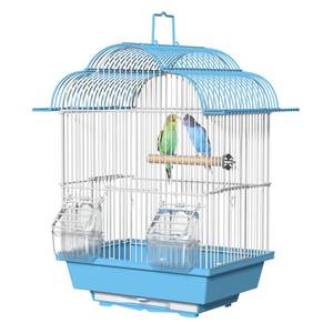 lot 9822 image: BAGHPBM 16-inch Small Bird Cage for Home or Travel with Handle,Feeder & Perch,Lightweight Parakeet Carrier Cage,Bird Starter Kit for Canaries Budgies Lovebirds Conures Cockatiels (Blue)