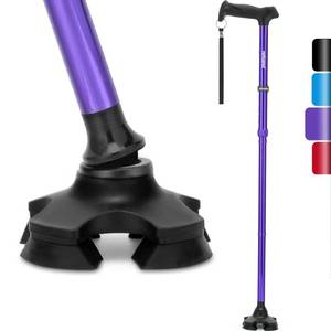 lot 9824 image: REHAND Walking Cane for Men & Women - Foldable, Adjustable, Lightweight, Self Standing Pivot Walking Cane, Soft Handle Grip, with Travel Bag, Walking Sticks for Seniors & Adults (Purple)