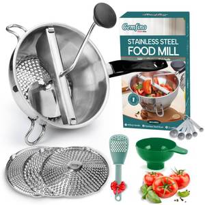 lot 9830 image: Stainless Steel Food Mill With 3 Milling Discs,Ergonomic design Rotary hand crank Food Mills For Tomato Sauce,Potatoes,Jams,canning, Dishwasher Safe,Includes Multifunctional Spoon,Blue D