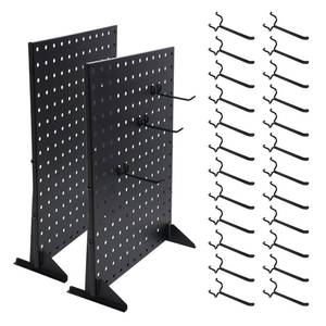 lot 9837 image: 2Pcs Metal Pegboard Display Stand with 24 Peg Hooks for Craft Shows & Fairs,Black Jewelry Retail Display Rack for Selling Accessories,Display Stands for Earring,Pin Stands,Retail Vendors(1612inch)