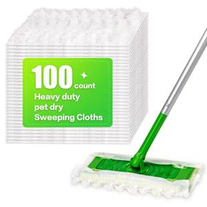 lot 9856 image: Heavy Duty Dry Sweeping Cloths Compatible with Sweeper Mop, Microfiber Duster Mop Pads Refills for Cleaning Hardwood Floor Dust and Pet Hair, Disposable (100)