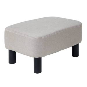 lot 9859 image: IBUYKE 16.54 Small Footstool, Linen Fabric Pouf, with Padded Seat Pine Wood Legs and Padded Rectangular Stool, for Bedroom, Linen RF-BD213