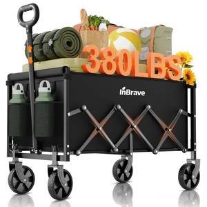 lot 9860 image: InBrave Collapsible Wagon Cart with All-Terrain Wheels, 380LBS Capacity