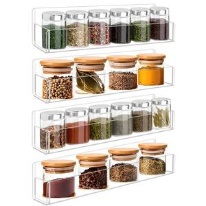 lot 9866 image: Douildhaiy Acrylic Spice Rack Wall Mount-12 Inch, Clear Spice Shelf Storage Holder, 4 Pack Hanging Seasoning Rack Organizer for Cabinet Door, Cupboard or Wall Kitchen (Adhesive or Screw)