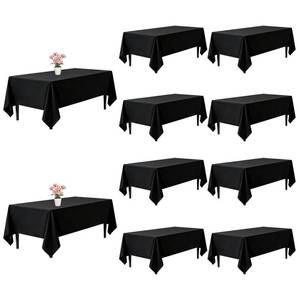 lot 9875 image: Dexbriz 10 Pack Black Tablecloths 60 x 102 Inch for 6 Foot Rectangle Tables