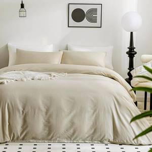 lot 9876 image: JELLYMONI Cotton Duvet Cover King Size - 100% Washed Cotton Linen Like Textured Comforter Cover, 3 Pieces Lightweight Soft Bedding Set with Zipper Closure (Light Khaki, King 104x90)