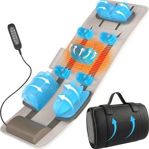 lot 9879 image: YENING Full Body Massage Mat with Airbags, Air Compression Stretching Mat with Heat for Bed Floor, Neck Lumbar Traction Pad for Pain Relief, Foldable Massage Mattress Topper, 51-60