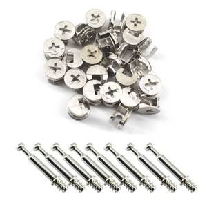 lot 10374 image: 25Pcs Furniture Connecter Fixing Screws Eccentric Cam Lock with Metal Self-Ttapping Dowels Screws for Wardrobe Drawer Cabinet Furniture Panel Connecting 1 Style