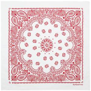 lot 10395 image: The Peacock Crew White & Red Paisley Bandana (22x22 Inch) - Cotton Handkerchief for Men & Women - Crisp White with Red Western Print