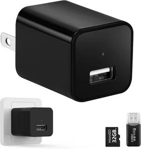 lot 10399 image: CBHLPLK Mini Camera with 64G Card 1080P Small Security Camera Charger with Motion Detection for Indoor (No WiFi)