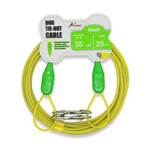 lot 10407 image: Petest 25ft Tie-Out Cable with Crimp Cover for Small Dogs Up to 35 Pounds