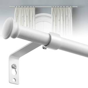 lot 10413 image: White Curtain Rods for Windows 28 to 50 Inch - 58 Heavy Duty Curtain Rods Set,Decorative Cafe Drapery Rods with Brackets - Matte Rustic