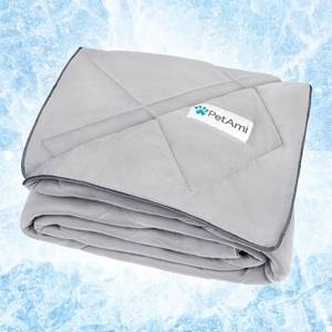 lot 10418 image: PetAmi Premium Cooling Dog Blanket  Lightweight Fluffy Pet Throw Blanket Bed Cover for Dogs, Cat, Puppies  Pet Blanket Furniture Protector Couch Sofa  Reversible Fuzzy Cozy  29x40, Light Grey