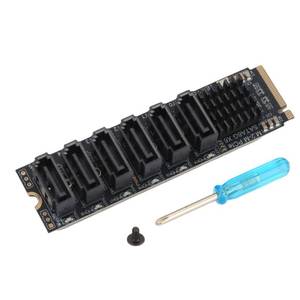 lot 10432 image: M.2 to SATA Adapter Card with ASM1166 Chip, 6-Port SATA 3.0 6Gbps PCIe Expansion Card, Plug and Play with LED Indicator for Desktop PC, Supports SSD and HDD