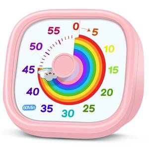 lot 10433 image: HIPPIH Visual Timer for Kids - 60 Minute Pomodoro Timers for Classroom Kitchen Office, Countdown Kids Timer Clock with Rainbow Disk, Desk Time Management Tool for Toddler with Silent Operation, Pink