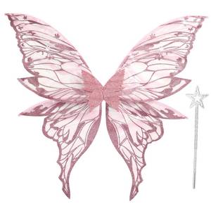 lot 10445 image: Fairy Wings for Adults Women 31.5x29.5 Fairy Costume Set Large Butterfly Wings for Halloween Party Pink