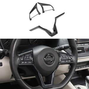 lot 10449 image: MAXDOOL Carbon Fiber Steering Wheel Cover Sequins Frame Trim for Nissan Rogue Altima Sentra Kicks LEAF Versa Interior Accessories(Carbon Fiber)
