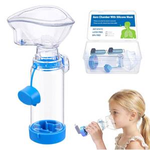 lot 10452 image: Inhaler Spacer for Kids with Inhaler Case, OTC Spacer for Inhaler with Silicone Mask, FSA-HSA Eligible, Case Holds MDI & Asthma Care Essentials