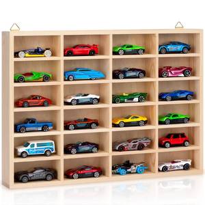 lot 11004 image: KISLANE Toy Car Display Case, Wall Mount Storage Holds 24 (Wood)