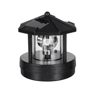 lot 11007 image: Solar Powered Rotating Lighthouse Beacon LED Light - 360° Auto Illumination, IP44 Waterproof, for GardenPatioLawn Decoration(Black,SizeL)