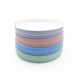 lot 11015 image: Elk and Friends Kids 7.8 Porcelain White Plates with Silicone Sleeves  Suitable for BabiesToddlers  Microwave & Dishwasher Safe  Non Slip Dinnerware  Snack Dishes  4 Pack