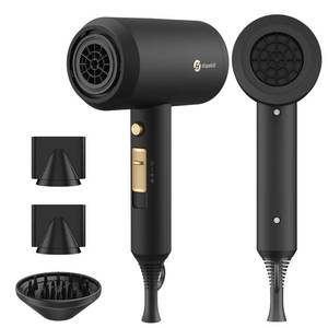 lot 11018 image: slopehill Professional Ionic Hair Dryer, Powerful 1800W Fast Drying Low Noise Blow Dryer with 2 Concentrator Nozzle 1 Diffuser Attachments for Home Salon Travel (Black) (Slight Use)