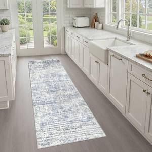 lot 11022 image: LOONGRUG Runner Rug 2x6 Machine Washable Non-Slip Kitchen Neutral Rug Blue