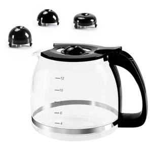lot 11032 image: 12-Cup Glass Coffee Carafe for Drip Coffee Makers �� 1.8L Universal Replacement Pot with Handle & 3 Snap-On Lid Sizes, Precise 4��12 Cup Measurement