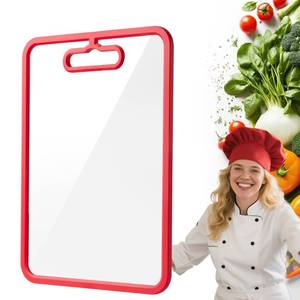lot 11042 image: FYCTIO Tempered Glass Cutting Board for Kitchen Counter, Chopping Board with Non-Slip Edges, non toxic cutting board Set dishwasher safe, Heat & Shatter Resistant (Red 15�11)