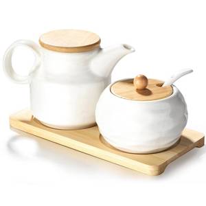 lot 11048 image: Ceramic Sugar and Creamer Set,12oz Cream Pitcher&7.5oz Sugar Bowl with Lid