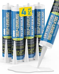 lot 11065 image: PAULINN Self Leveling Lap Sealant White, RV Roof Sealant for Camper Repair, RV Caulking, Rubber Roof EPDM, Flexible, UV & Waterproof, no Smell and Safe for RV Indoor use, 4 Packs