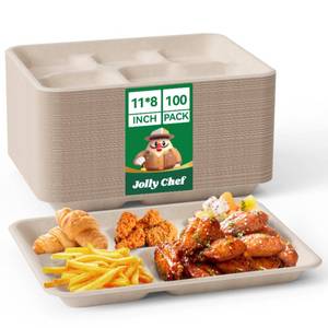 lot 11073 image: Compostable 5 Compartment Paper Plates 118 Inch 100 Pack Divided Plates