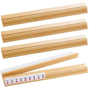 lot 11075 image: magic sewing machine Bamboo Wood Mahjong Racks with Magnetic Pushers, Set of 4 Tile Racks & Pushers, Durable American Mahjong Accessories, Complete with Storage Bag (Bamboo,17.5 in)