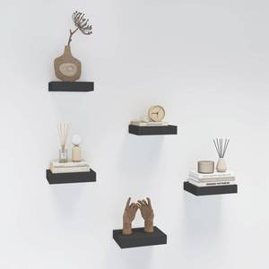 lot 11076 image: HAO Small Floating Shelf 6 inch Wall Mounted Mini Hanging Display Shelves for Living Room Bedroom Bathroom Set of 5 Black