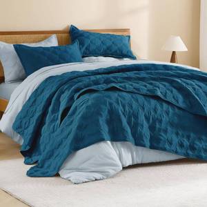 lot 11078 image: Litanika California King Quilt Bedding Set, 3 Pcs Teal Blue Bedspreads Set