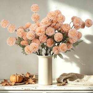 lot 11080 image: INQCMY Artificial Silk Mums 20 Faux Stem Kiku Flowers for Vase Home Decor