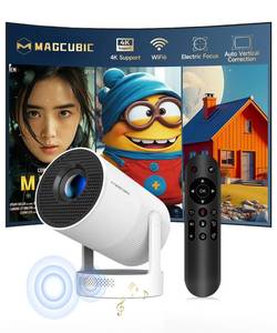 lot 11086 image: Mini Projector with WiFi 6 and Bluetooth 5.4, Electric Focus Built-in Apps (Used)