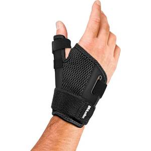 lot 12005 image: MUELLER Sports Medicine Adjust-to-Fit Thumb Brace, Spica Splint, Thumb Pain Relief Stabilizer for Men and Women, Ideal for De Quervains Tenosynovitis, Arthritis, Sprains, Fits Right or Left, Black, One Size