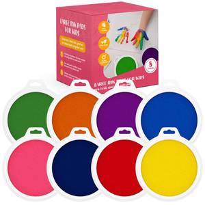lot 12008 image: 8 Pc Large Ink Pads for Kids - Washable Ink Pads for Kids - HandHandprintFootprint Size - Washable Stamp Pads Kids Non Toxic Ink Pads for Stamps, Crafting, Finger Paint, Card Making, Gift for Kids