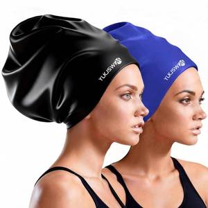 lot 12016 image: Extra Large Swim Cap for Braids and Dreadlocks Women Men, Waterproof Silicone Pool Swimming Cap for Adult with Long Thick Curly Weaves Afro Hair Extensions Keep Hair Dry