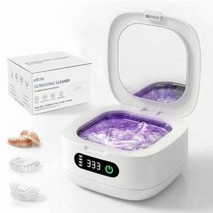 lot 12022 image: ELFOIS Portable Ultrasonic Retainer Cleaner with UV - Cordless Rechargeable Cleaner Machine for Invisalign, Aligners, Night Guards, Dentures  Travel-Ready with Built-in Mirror