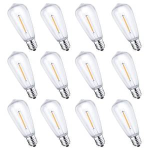 lot 12028 image: CXLHO 12Pack E17 LED Bulbs ST40 Replacement Light Bulbs, 0.6Watt Per Bulb, Waterproof Shatterproof Dimmable LED Replacement Bulbs for Indoor Outdoor Patio Wedding ST40 String Lights, Warm White, 2700K