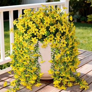 lot 12032 image: INQCMY Artificial Fake Hanging Flowers Plants for Outdoor Fall Decoration (Only 2)