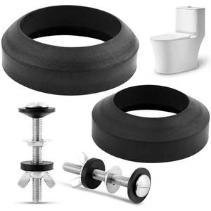 lot 12046 image: Universal Toilet Tank To Bowl Gasket, 2 Kind Gasket and 2 Sets Stainless Steel Bolt Hardware Kit, Toilet Repair Replacement Kit Inside Tank Fits 2 and 3 Toilets Flush Valve Tanks Coupling Kit