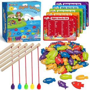 lot 12056 image: BAYSING Wooden Magnetic Sight Word Fishing Game for Toddlers with Alphabet