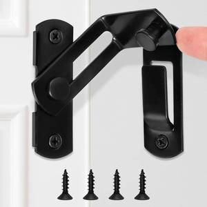 lot 12060 image: Barn Door Lock, 90 Degree Flip Latch, Angle Door Latch Buckle, Gate Latch for Barn, Pantry, Sliding Door, Pet Door, 201 Stainless Steel Gate Hardware Black (Missing Screws)