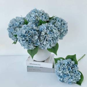 lot 12065 image: ZYTUYO 5 Pcs Light Blue Silk Hydrangeas Artificial Flower Boho 20 Faux Hydrangeas for Spring Home Decor Kitchen Living Room Porch Wreath Indoor Outdoor Wedding Flower Arrangement