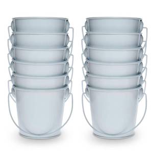 lot 12067 image: 3.1 Galvanized Mini Tin Buckets �� 12Pcs White Metal Buckets with Handle, Ideal for Party Favors, Bridal Shower and Craft Projects (White, 3.1)