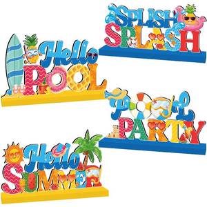 lot 12073 image: 4pcs Pool Party Decorations Wood Table Centerpieces